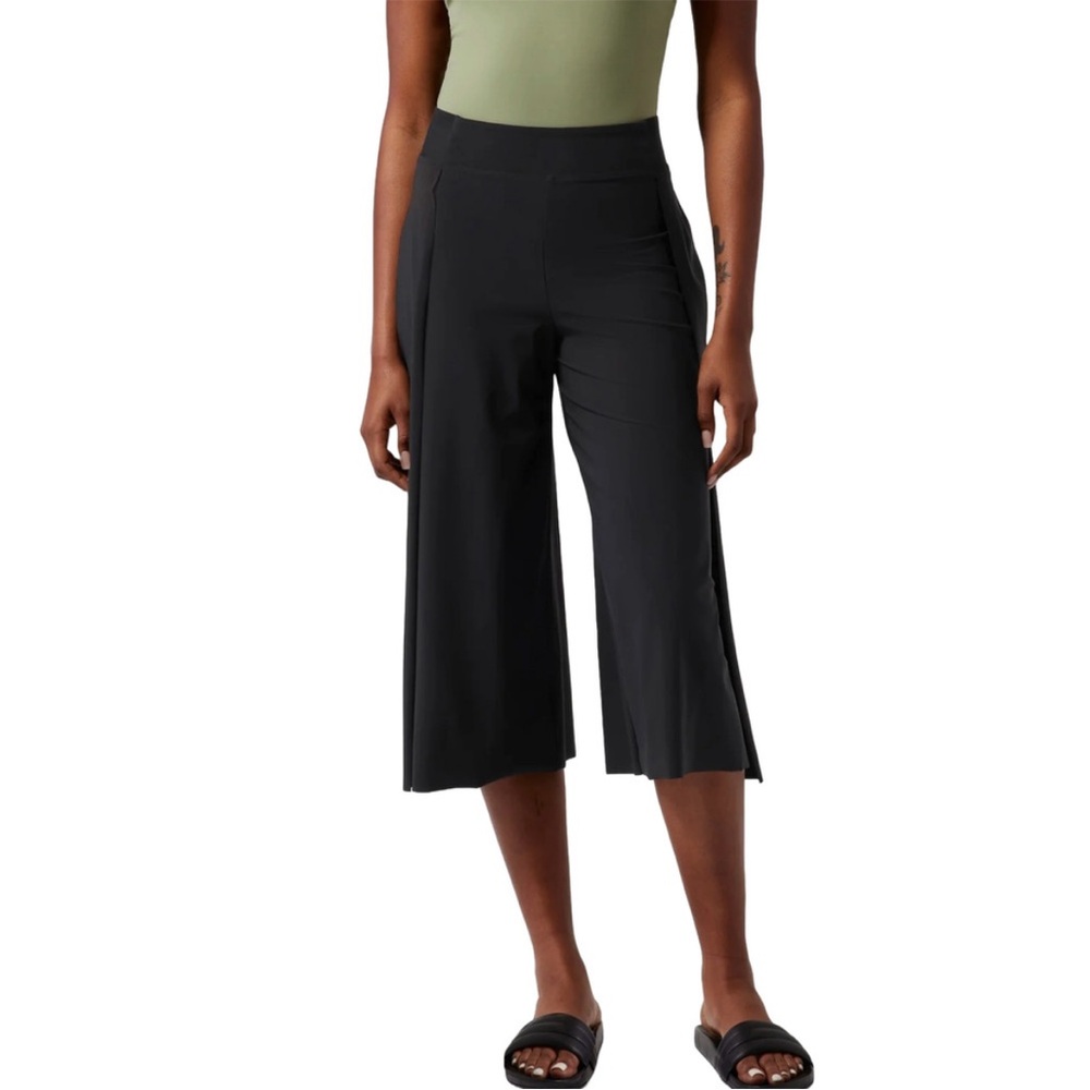Athleta Cosmic Wrap Pant Size 14 Tall Black Crop Length Travel Athleisure